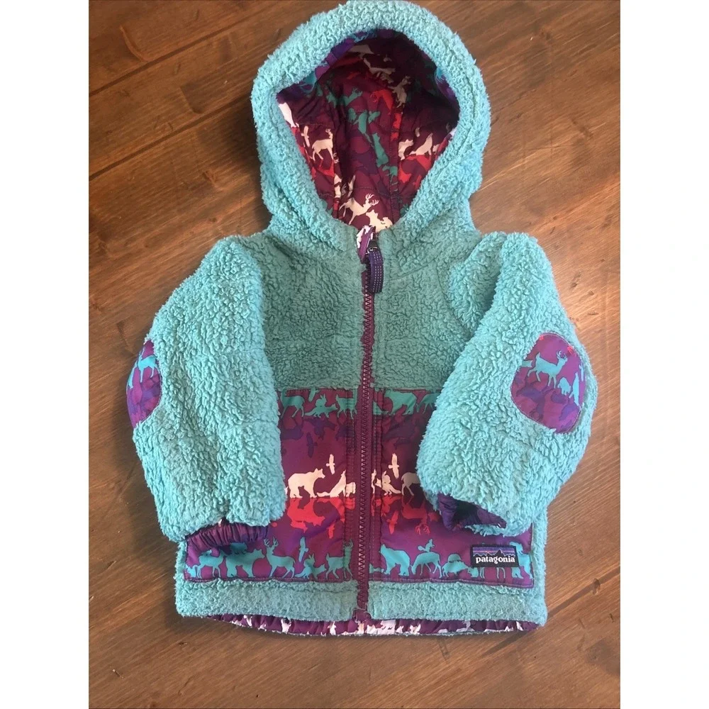 Patagonia Tribbles Reversible Toddler Puffer‎ Coat Fleece Girls 12 Months
